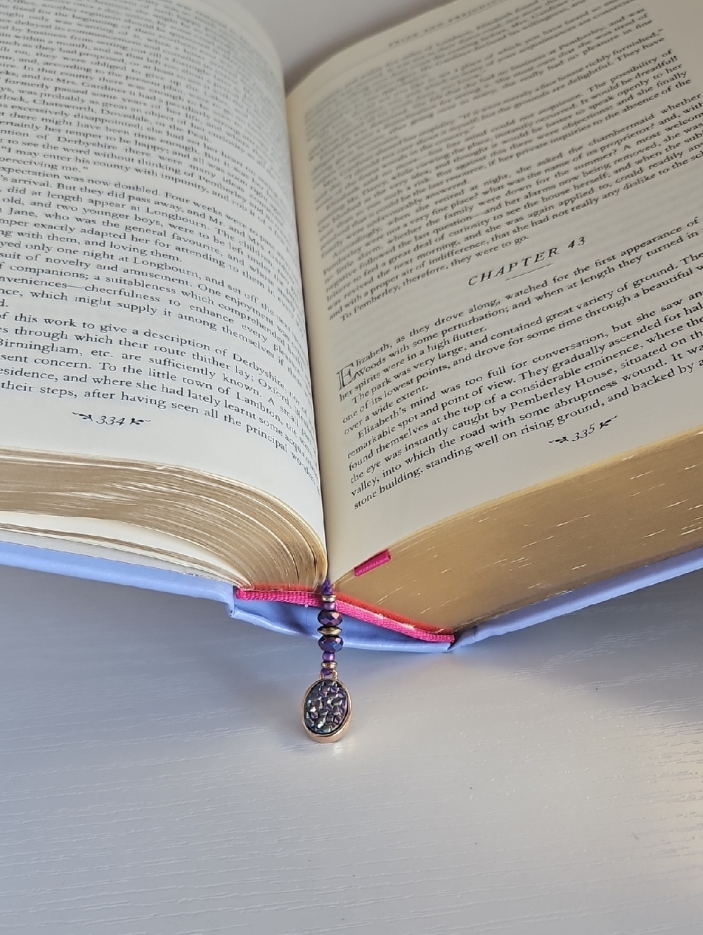 Purple Cord Beaded Bookmark with Gold Charm